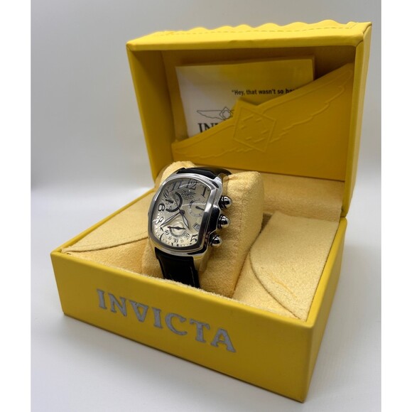 Invicta Men’s Chronograph Watch Tonneau Case Quartz Leather Strap Box Papers main image 5